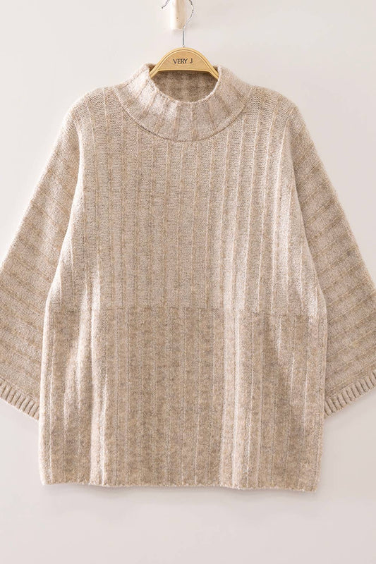 Ribbed Knit Mock Neck Sweater 2 COLORS!