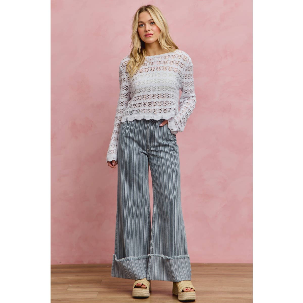 Mid Rise Stripe Jeans